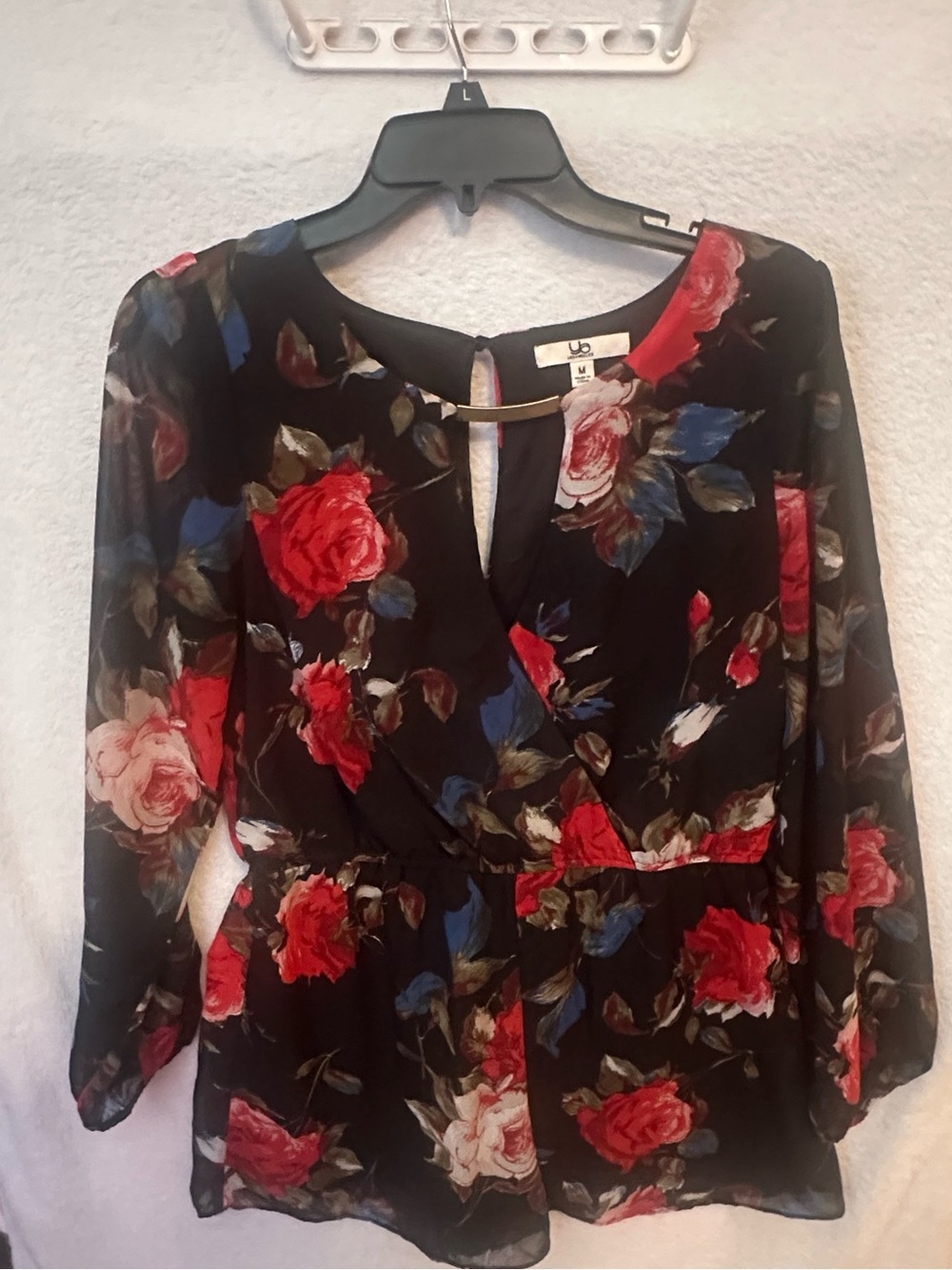 Ya Los Angeles Black Jumper with Red and Pink Rose Print